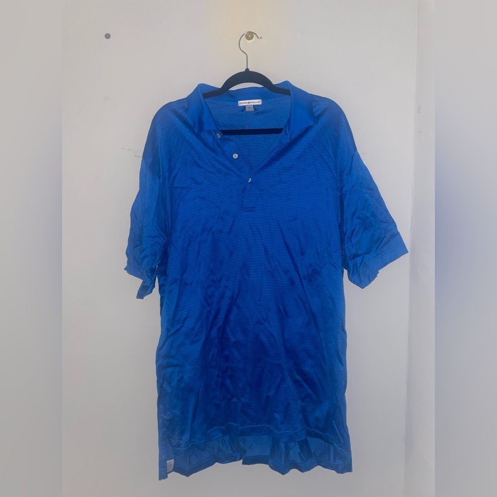 Peter Millar X Large Men's Golf Polo Shirt 100% Cotton Blue Short Sleeve